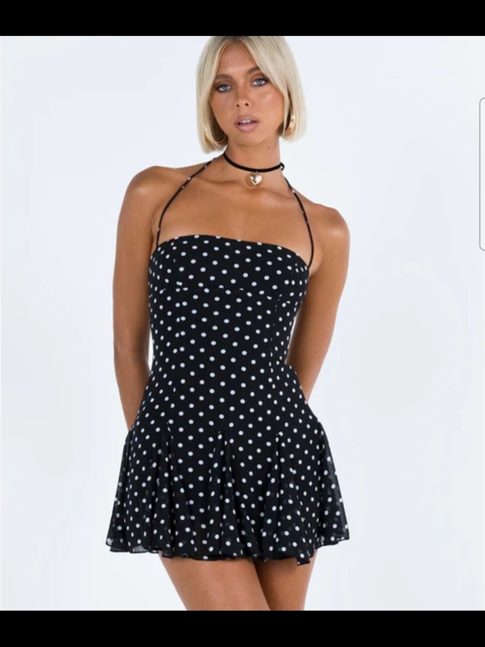Princess Polly Black Polka Dot Strapless Mini Dress
